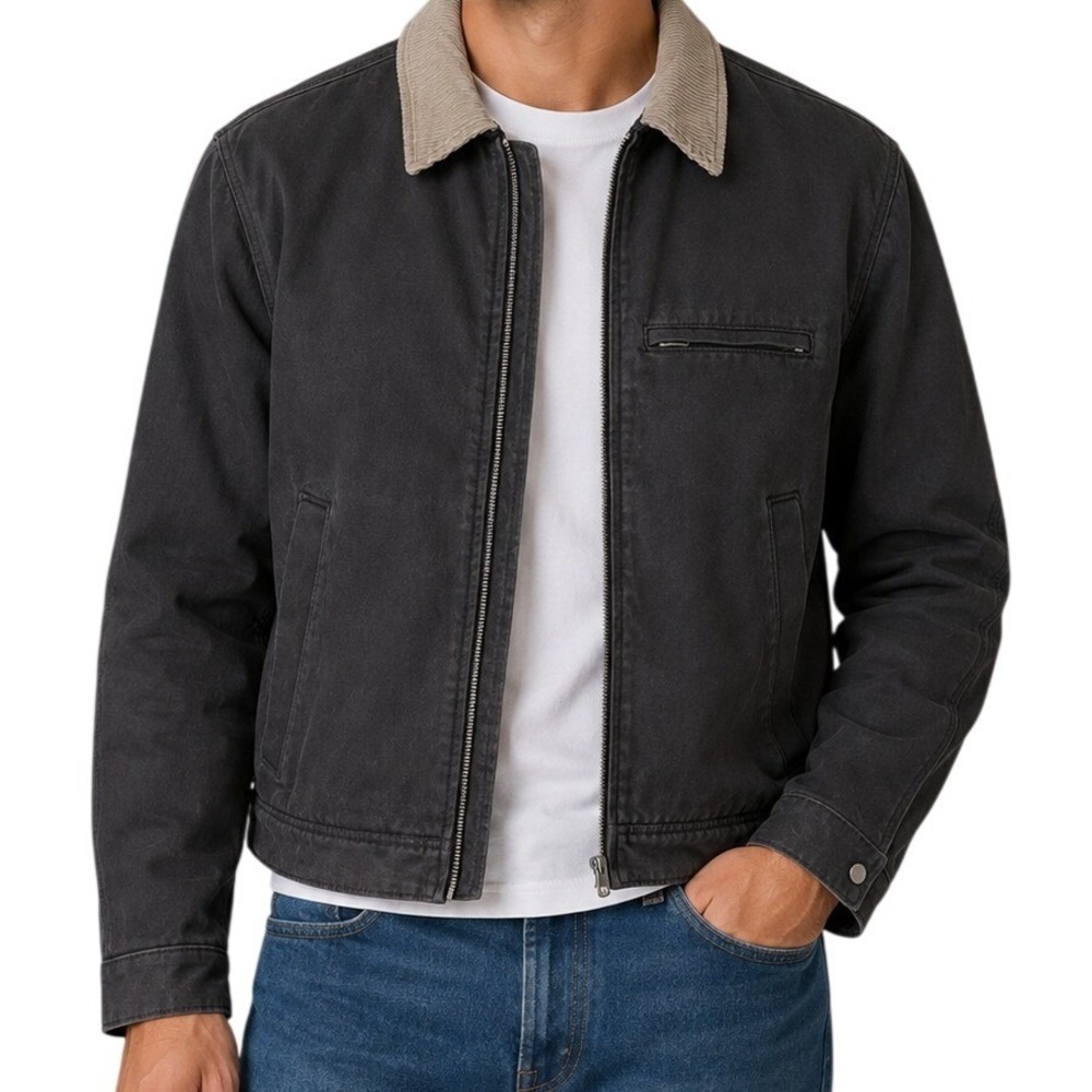 Abercrombie & Fitch Grey Cropped Workwear Jacket Men's Small